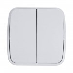 Выключатель для открытой проводки, двухклавишный, белый, шт Выключатель для открытой проводки, двухклавишный, белый, шт