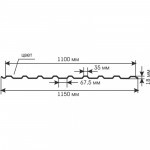 Профнастил СП-20 оцинкованный ТУ 0,4 мм 1150х2000 мм, шт