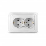 Розетка для скрытой проводки, двойная, с заземлением, белая, шт