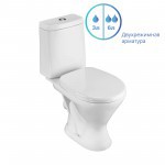 Унитаз-компакт Santeri Грация белый, с двухрежимной арматурой и сиденьем, горизонталный выпуск, шт