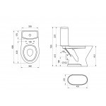 Унитаз-компакт Santeri Грация белый, с двухрежимной арматурой и сиденьем, горизонталный выпуск, шт