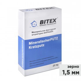 Штукатурка декоративная Bitex MineralischerPutz Kratzputz Барашек зерно 1,5 мм, белая, 25 кг, шт