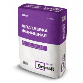 Шпаклевка цементная Smesit финишная белая, слой 0-3 мм, 20 кг, 56 шт/поддон