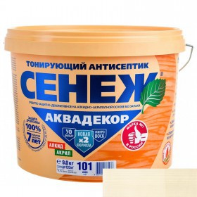 Антисептик тонирующий Сенеж Аквадекор с УФ фильтром и воском иней 9 кг, шт