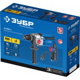Дрель безударная Зубр Профессионал 2-х скоростная 900 Вт Д-П900-2