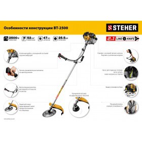 Триммер бензиновый (бензокоса) Steher 2.5 кВт BT-2500