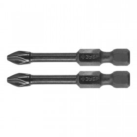 Биты РН2 50 мм ударные торсионные ЗУБР Профессионал, 2 шт/упак