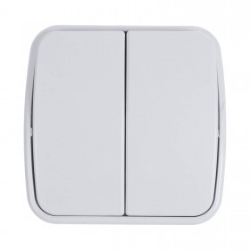 Выключатель для открытой проводки, двухклавишный, белый, шт