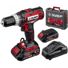 Дрель-шуруповерт Зубр 18 В, 2 АКБ, 2 Ач, в кейсе ДШЛ-185-22