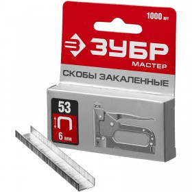 Скобы тип 53, 6мм, 1000 шт. ЗУБР, упак