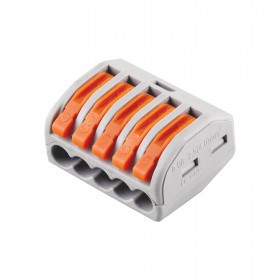 Клемма монтажная 5-ти проводная 0,08-2.5(4) мм² с рычажком, 5 шт/упак