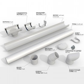 Комплект водосточной системы ТехноНиколь Оптима 120/80 для ската 6 м Ral 9003 белый, шт