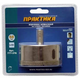 Коронка алмазная Практика Мастер по стеклу и керамике D68х55 мм, шт