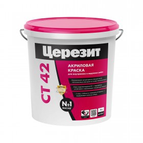 Краска Церезит CT 42 для внутренних и наружных работ акриловая, транспарентная база, 15 л, шт