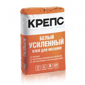 Клей КРЕПС Усиленный C2T для мозаики белый 25 кг, шт