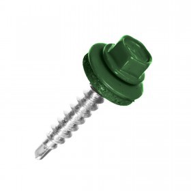 Саморез кровельный сверло 4,8х35 мм металл-дерево RAL 6005 зеленый мох, 250 шт/упак