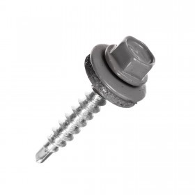 Саморез кровельный сверло 4,8х35 мм металл-дерево RAL 7004 серый, 250 шт/упак