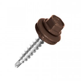 Саморез кровельный сверло 4,8х35 мм металл-дерево RAL 8017 шоколадно-коричневый, 250 шт/упак