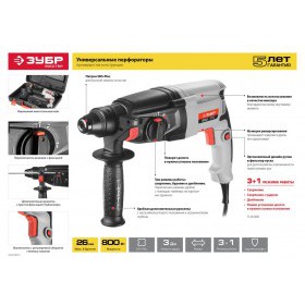 Перфоратор Зубр 650 Вт SDS Plus П-22-650