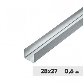 Профиль потолочный направляющий ППН 28х27х3000 мм оцинкованный 0,6 мм, шт