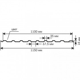 Профнастил СП-20 оцинкованный ТУ 0,4 мм 1150х3000 мм, шт