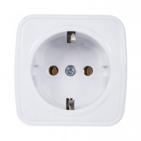 Розетка для открытой проводки, одинарная, 16А, с заземлением, белая, шт
