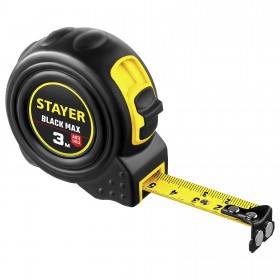 Рулетка 3м BlackMax Stayer ударостойкий обрезиненный корпус, шт