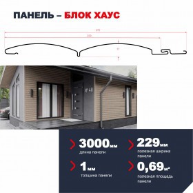 Сайдинг ТехноНиколь Фактур Блок-Хаус Сосна 0,229х3 м, 10 шт/упак