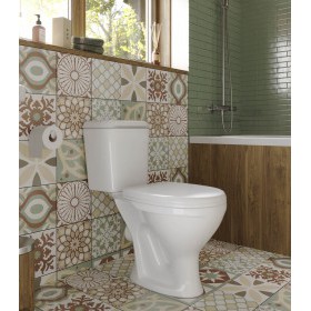 Унитаз-компакт Santeri Pro белый, с арматурой и сиденьем, горизонтальный выпуск, шт