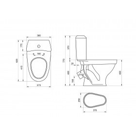 Унитаз-компакт Santeri Вест белый, с арматурой и сиденьем, косой выпуск, шт