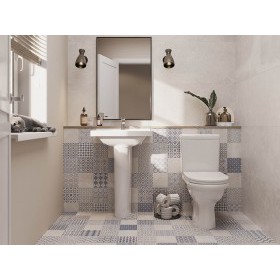 Унитаз-компакт Santeri Визит белый, с арматурой и сиденьем, косой выпуск, шт