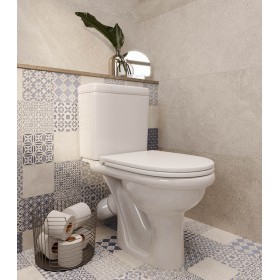 Унитаз-компакт Santeri Визит белый, с арматурой и сиденьем, косой выпуск, шт