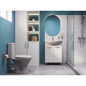 Унитаз-компакт Santeri Грация белый, с двухрежимной арматурой и сиденьем, горизонталный выпуск, шт