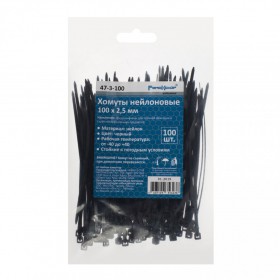 Хомуты нейлоновые РемоКолор черные 100х2,5 мм, 100 шт/упак