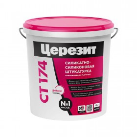 Штукатурка декоративная Церезит СТ 174 силикатно-силиконовая Камешковая, зерно 1,5 мм, база, 25 кг, шт