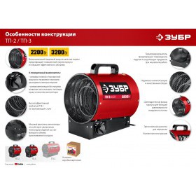 Тепловая пушка электрическая Зубр 2 кВт ТП-2